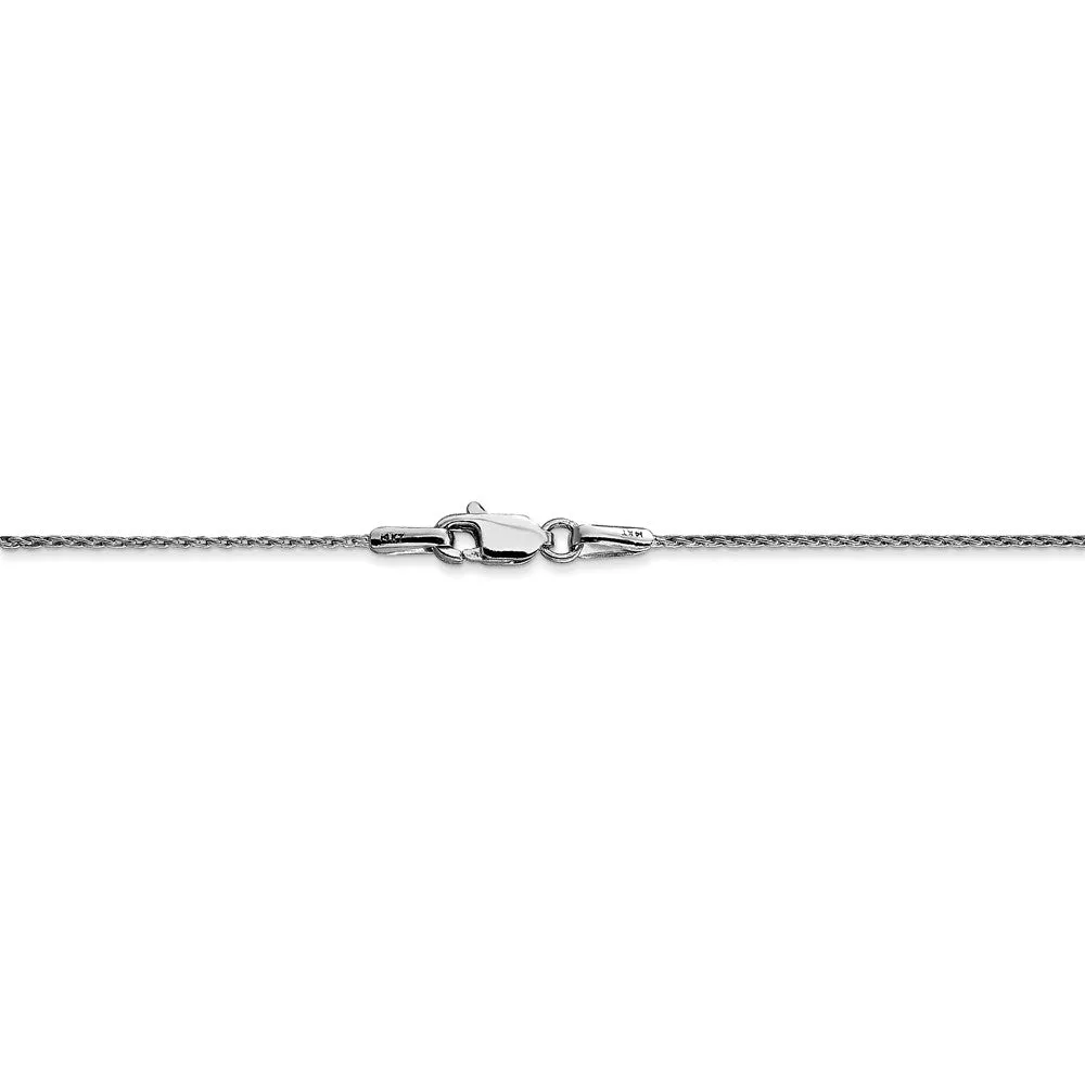 0.8mm 14k White Gold Solid Round Parisian Wheat Chain Necklace