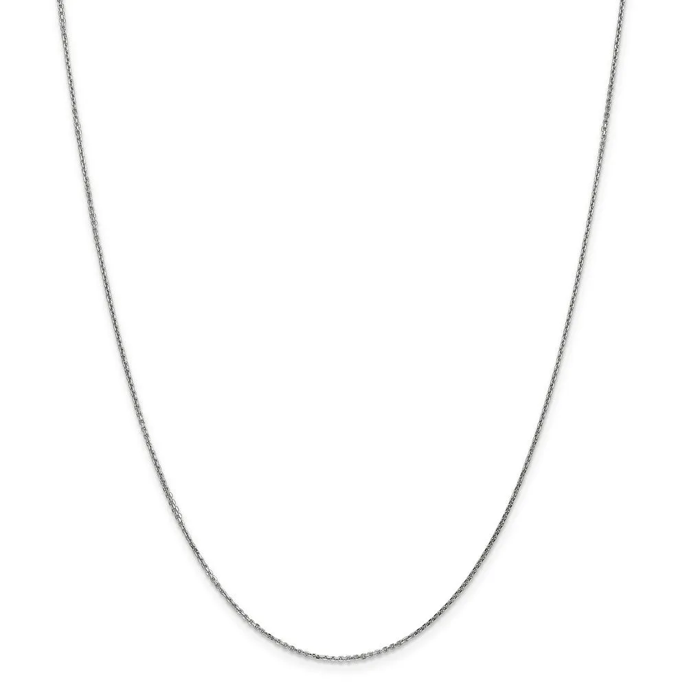 0.95mm, 14k White Gold, Diamond Cut Cable Chain Necklace