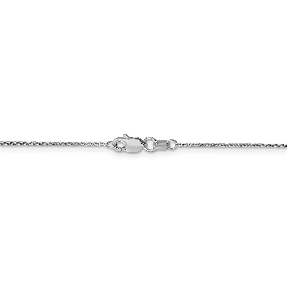 0.95mm, 14k White Gold, Diamond Cut Cable Chain Necklace