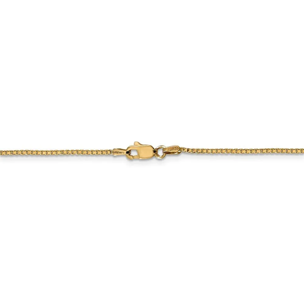 1.1mm, 14k Yellow Gold, Solid Box Chain Anklet, 9 Inch