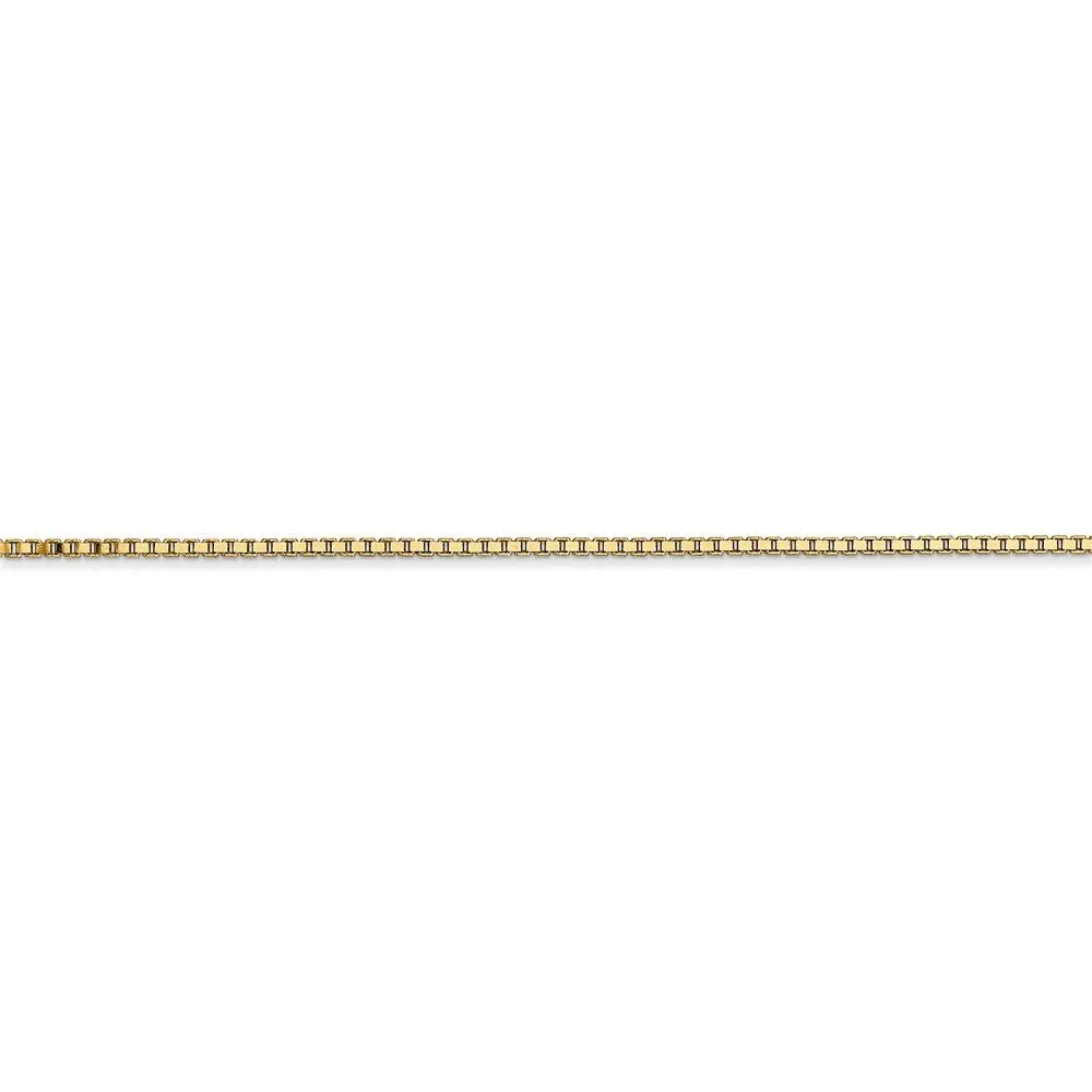 1.1mm, 14k Yellow Gold, Solid Box Chain Anklet, 9 Inch