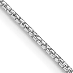 1.25mm Rhodium Plated Sterling Silver Solid Round Box Chain Necklace