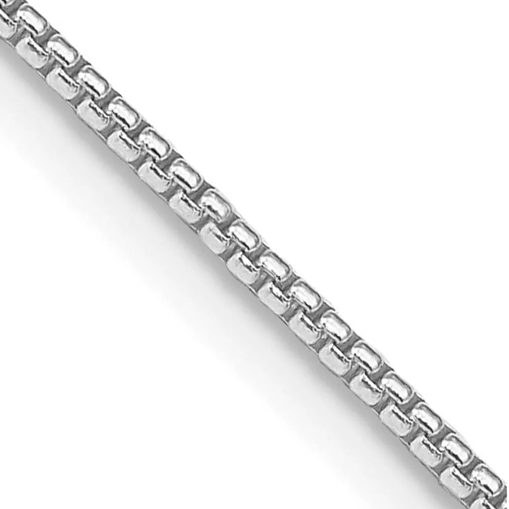 1.25mm Rhodium Plated Sterling Silver Solid Round Box Chain Necklace