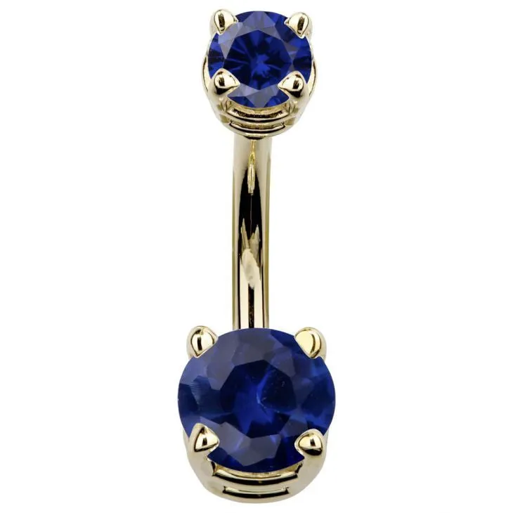 14K Yellow Gold Gem Belly Rings