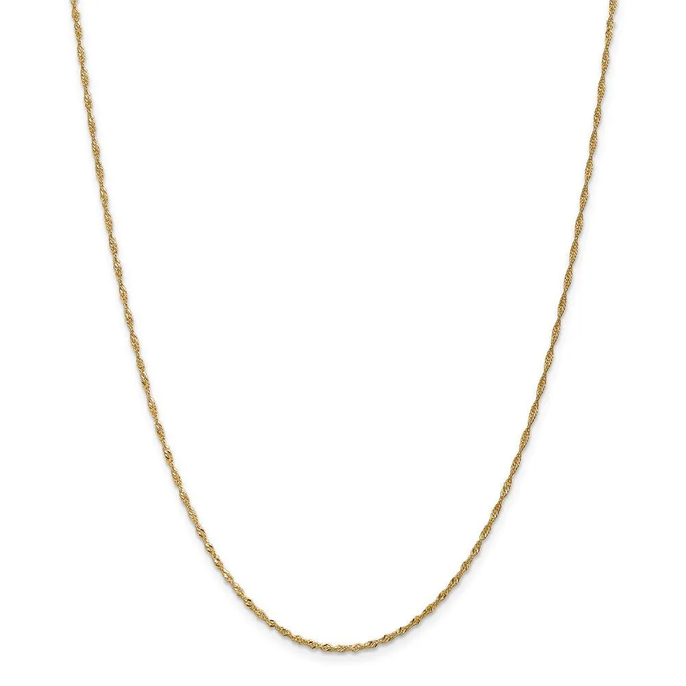 1.4mm, 14k Yellow Gold, Singapore Chain Necklace