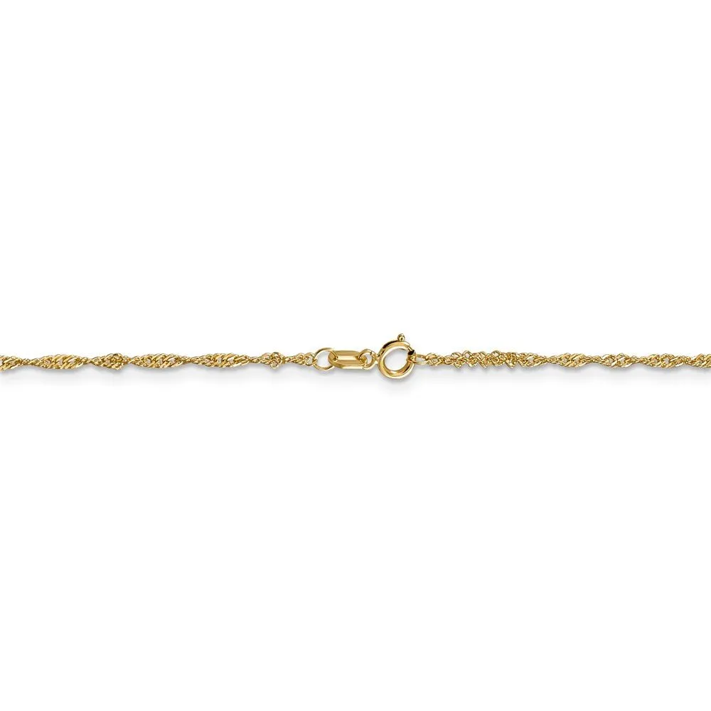 1.4mm, 14k Yellow Gold, Singapore Chain Necklace