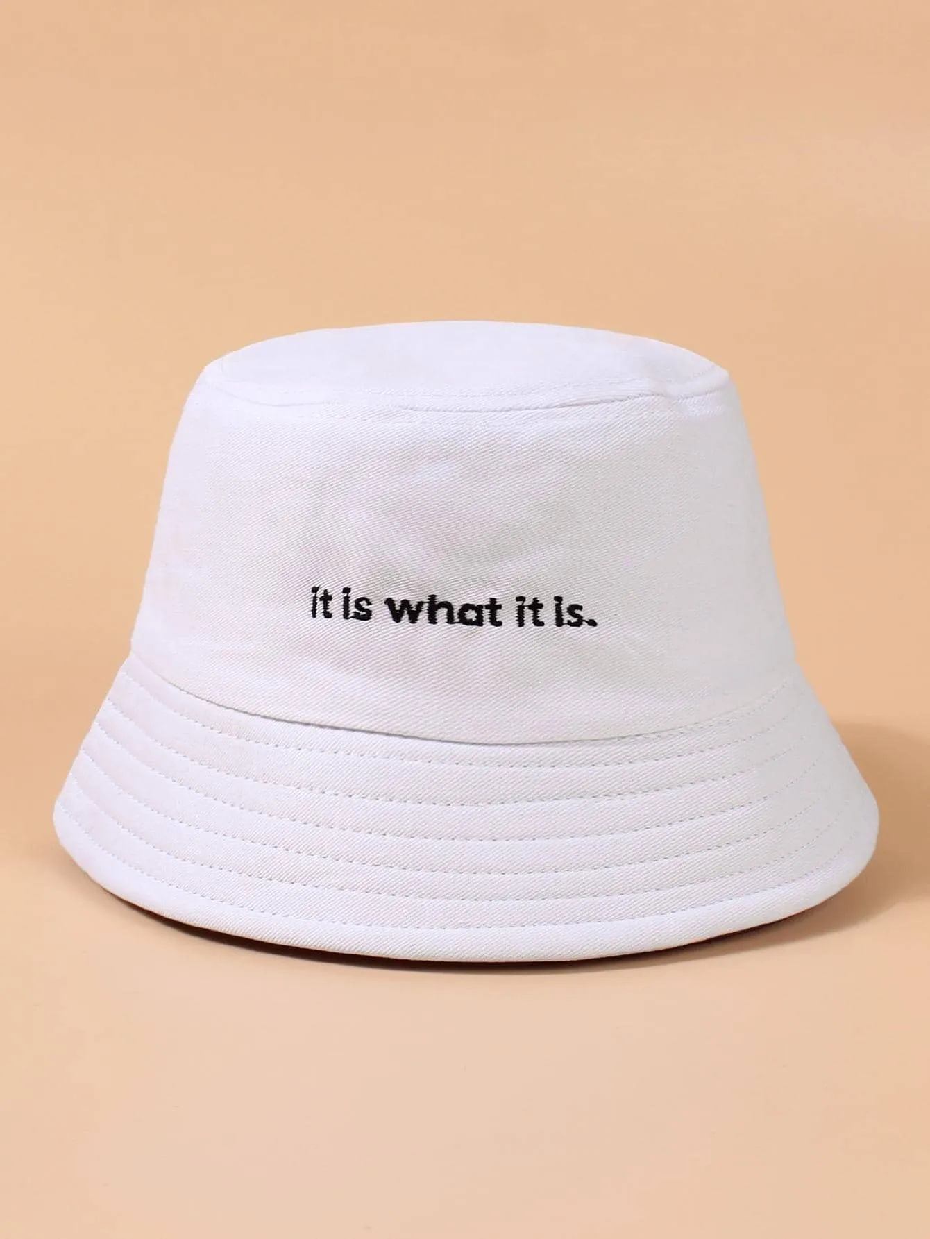 1pc Unisex Slogan Embroidered Sun Protection Fashionable Bucket Hat For Outdoor Travel