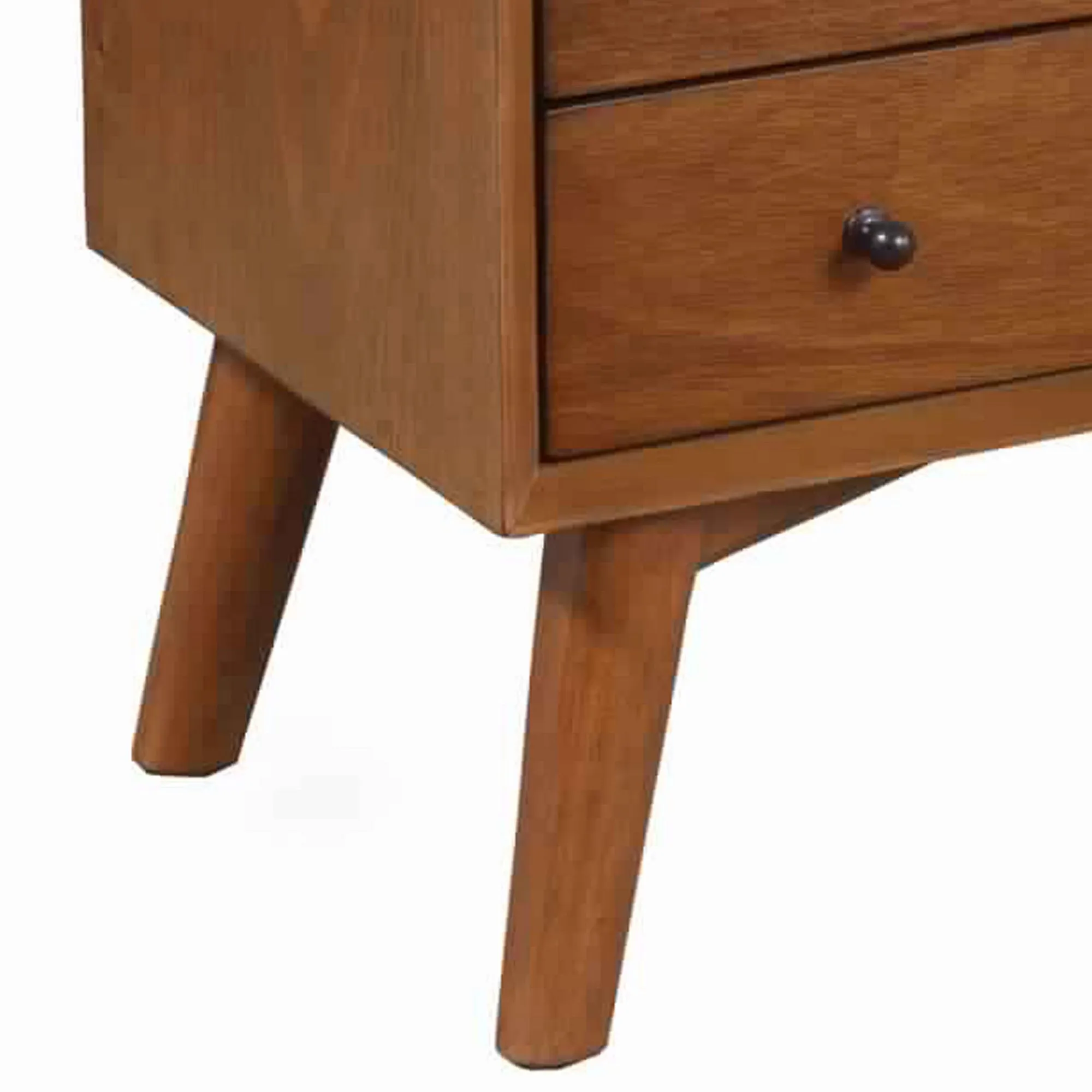 2 Drawer Wooden Nightstand With Open Compartment And Splayed Legs, Brown By Benzara