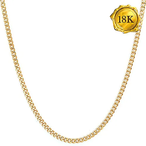 20 INCHES AU750 CURB CHAIN 18KT SOLID GOLD NECKLACE