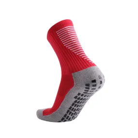 3 Pack Men's Red Football Socks with Grip