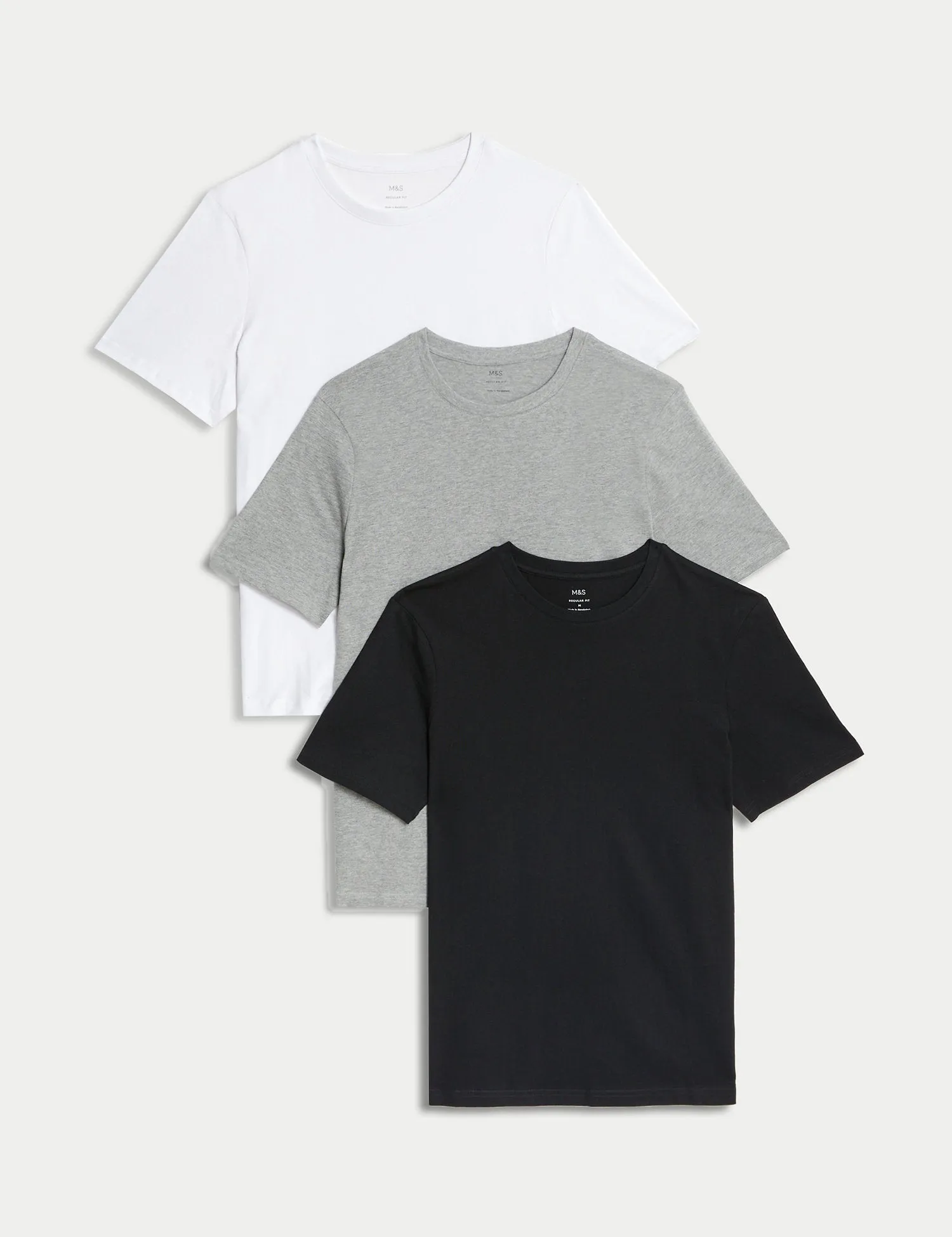 3pk Pure Cotton Crew Neck T-Shirts