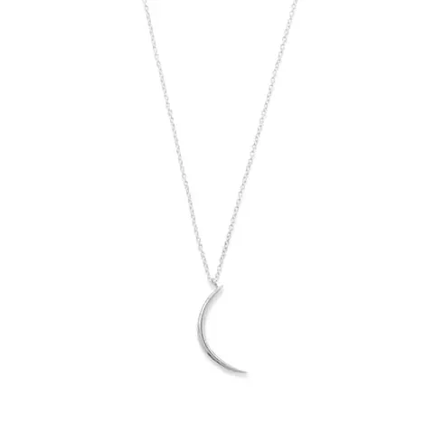 .925 Sterling Silver Polished Crescent Moon Necklace