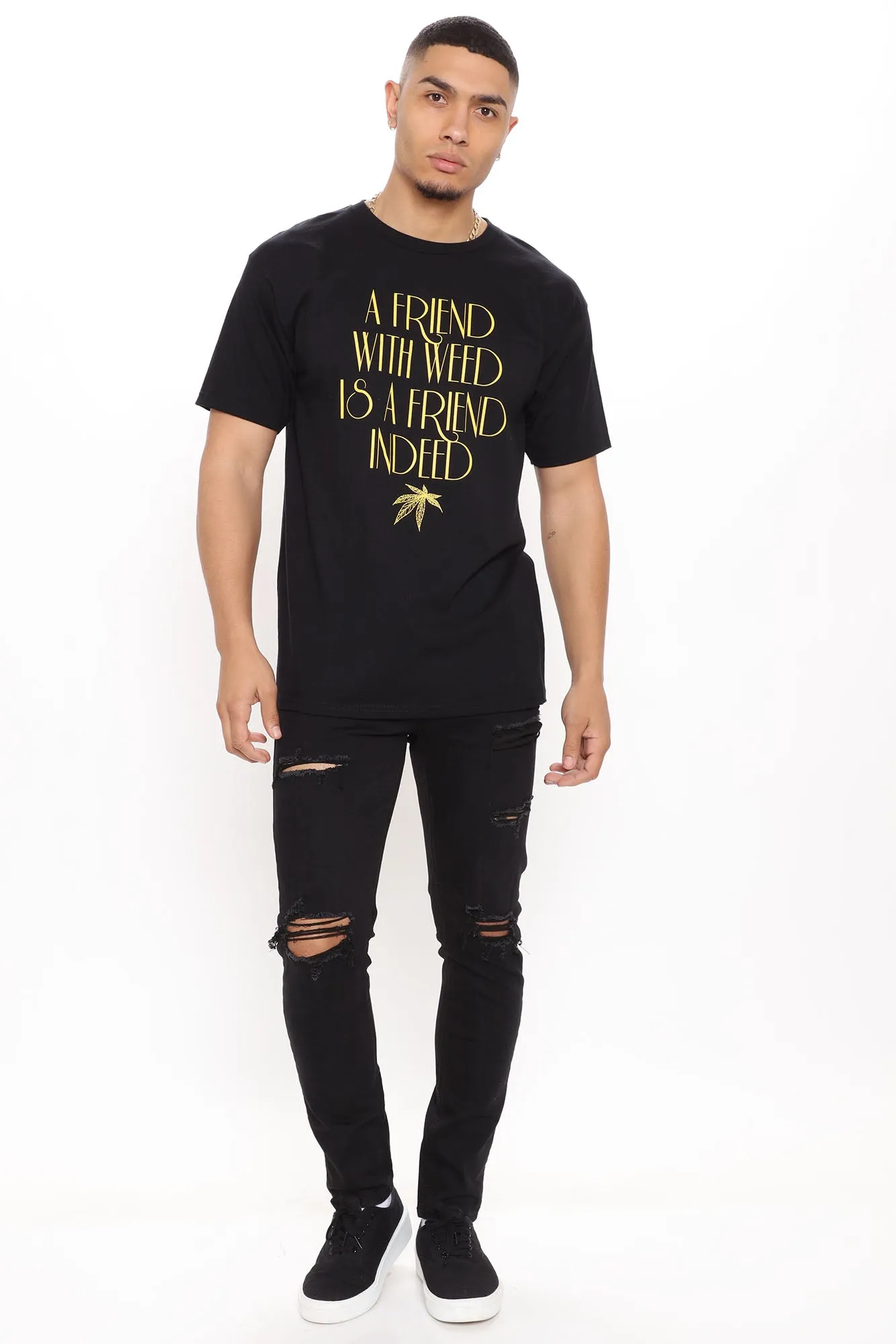 A Friend With Weed Short Sleeve Tee - Black