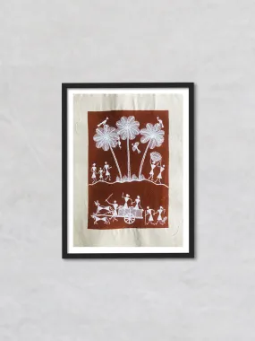 A Rural Landscape, Warli Art by Dilip Bahotha