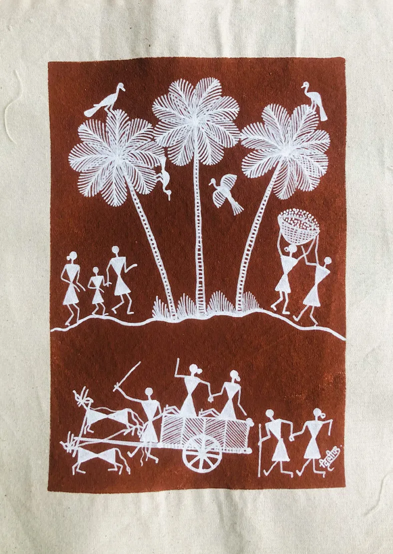 A Rural Landscape, Warli Art by Dilip Bahotha