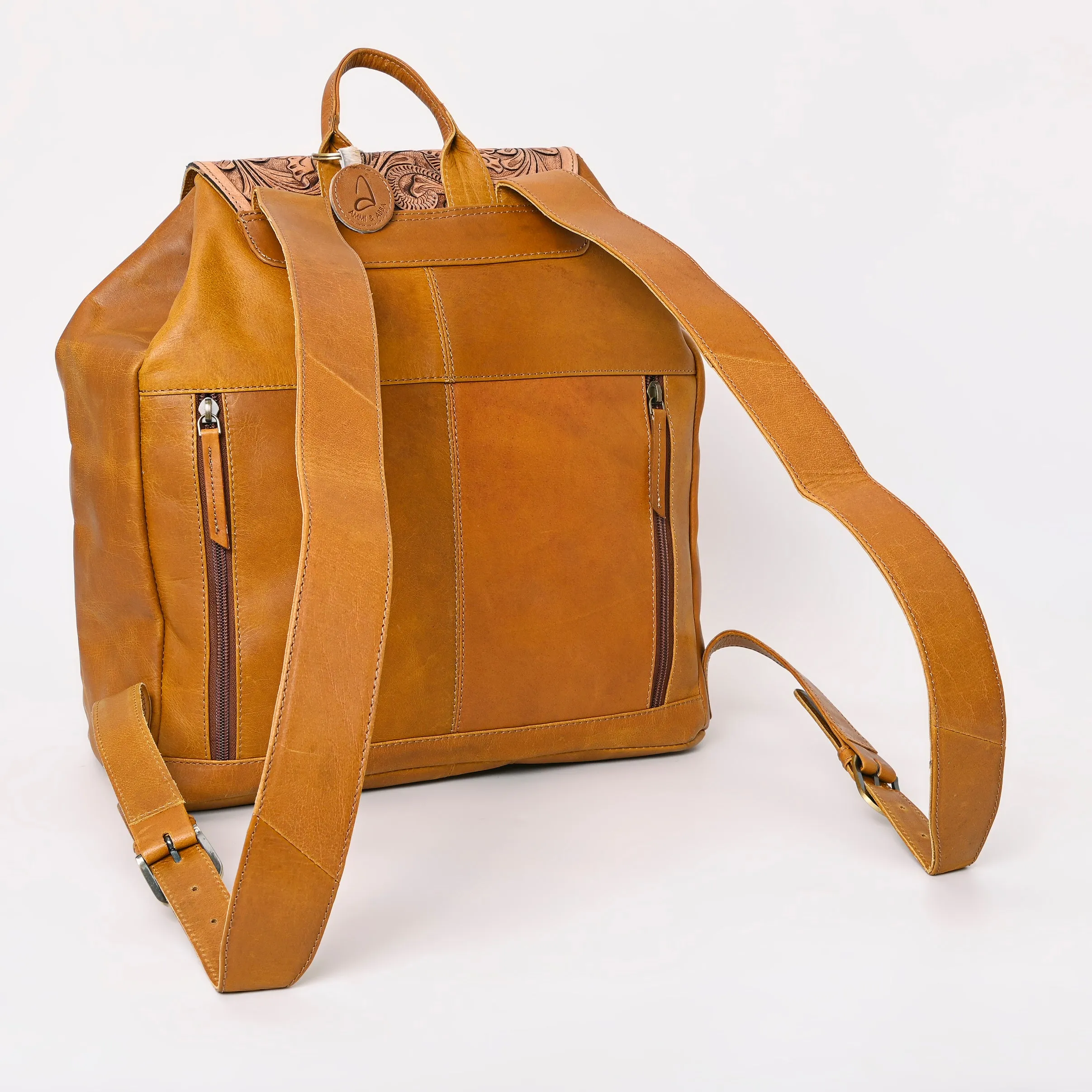 A&A-873  Montana West Genuine Hair-On Cowhide Leather Hand Tooled Collection Backpack