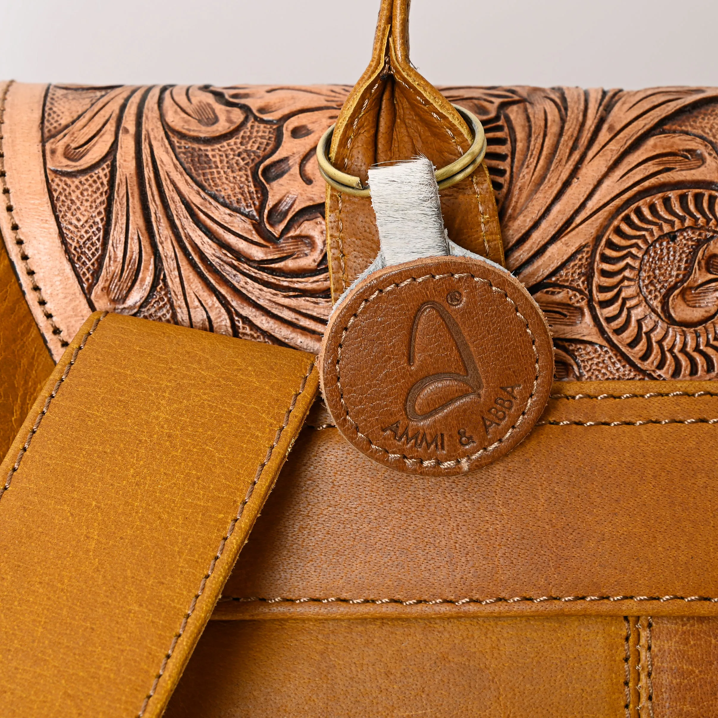 A&A-873  Montana West Genuine Hair-On Cowhide Leather Hand Tooled Collection Backpack