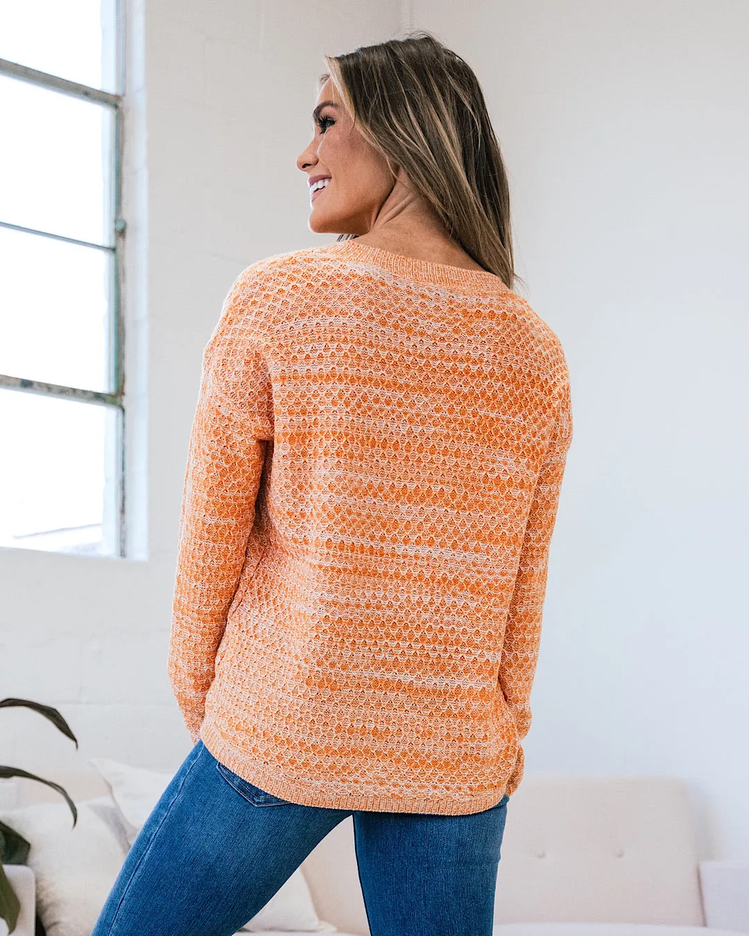 Abigail Textured Sweater - Heather Orange