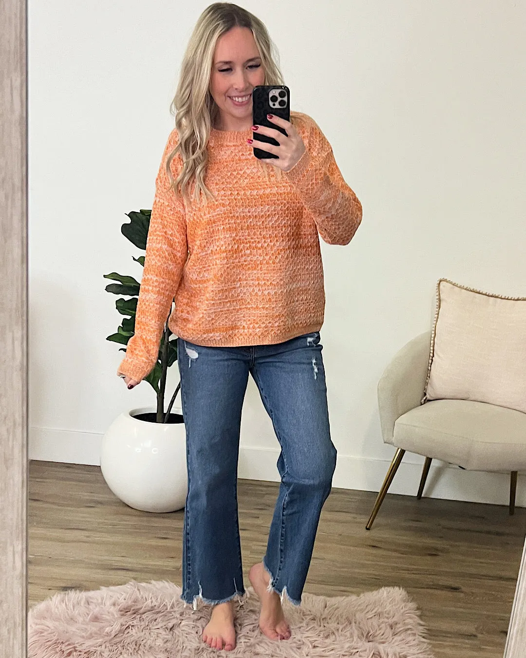 Abigail Textured Sweater - Heather Orange