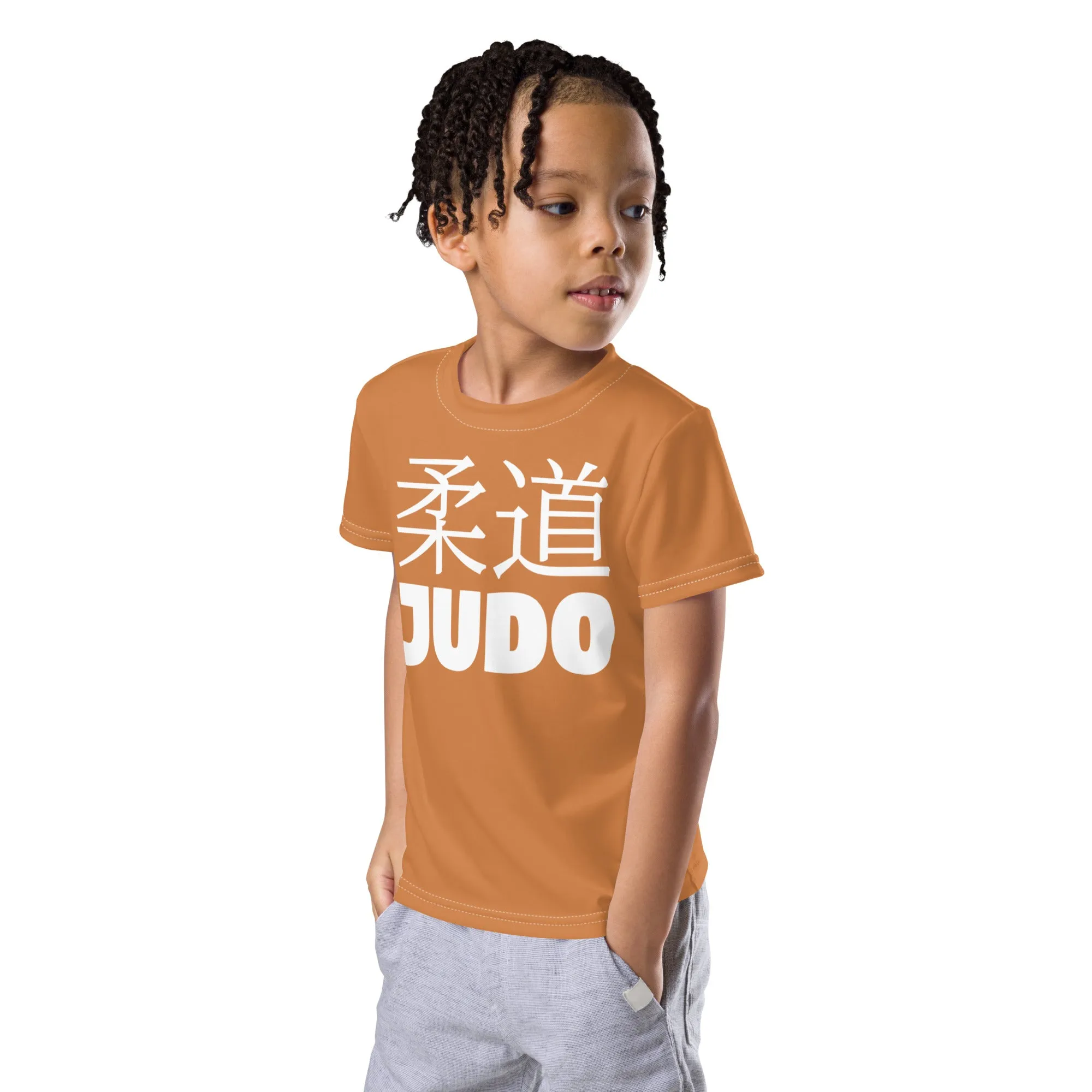 Active Lifestyle Wear: Boy's Short Sleeve Classic Judo Rash Guard - Raw Sienna