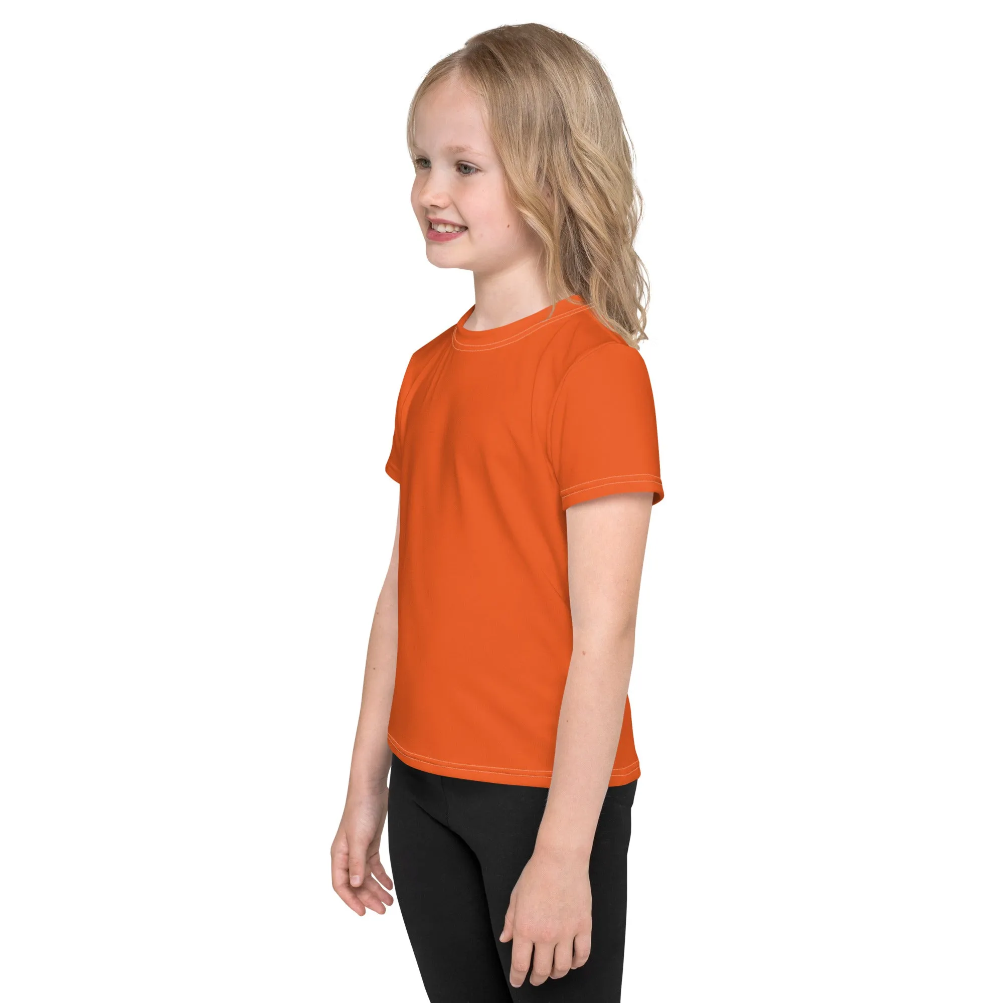 Active Wear Staple: Girls Short Sleeve Solid Color Rash Guard - Flamingo