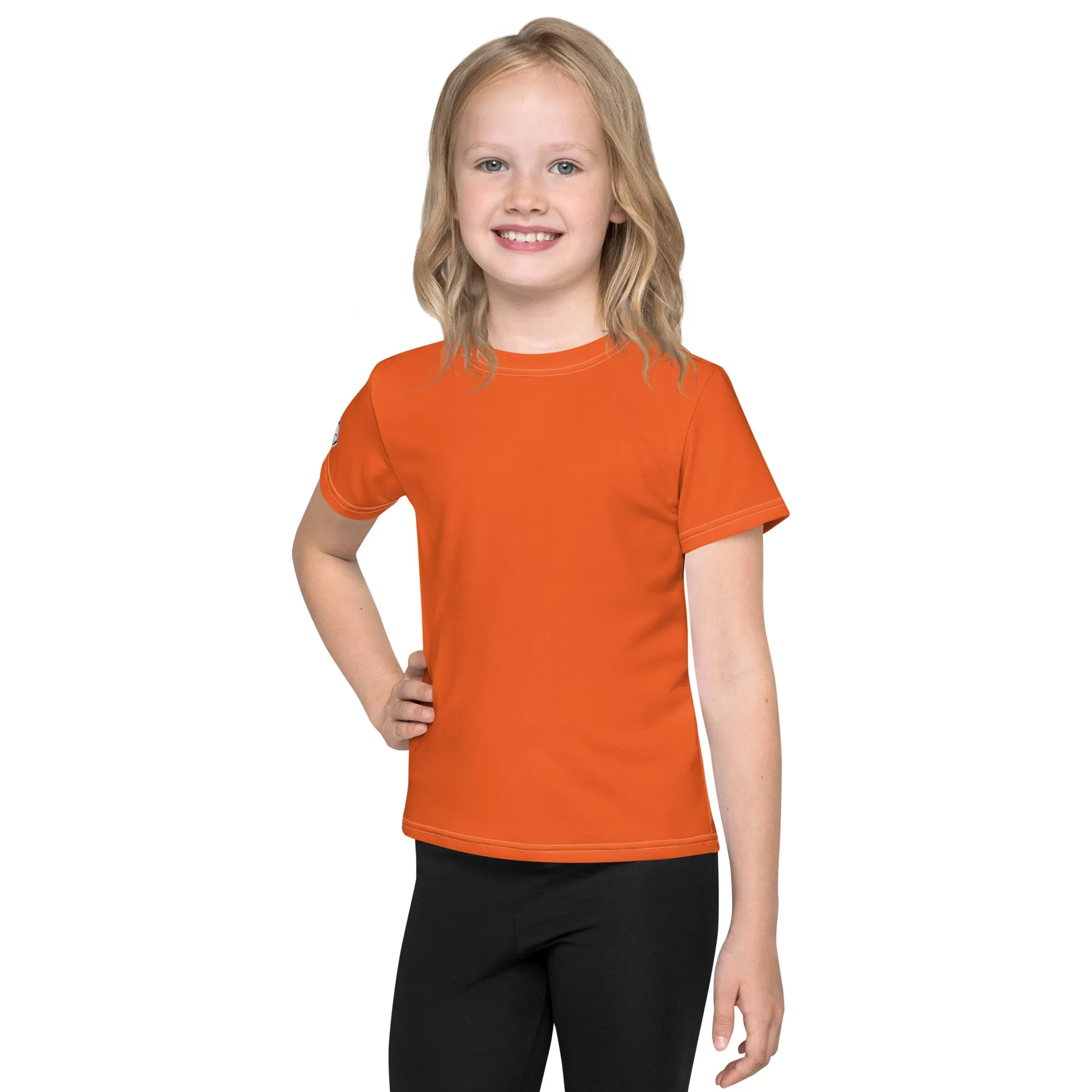 Active Wear Staple: Girls Short Sleeve Solid Color Rash Guard - Flamingo