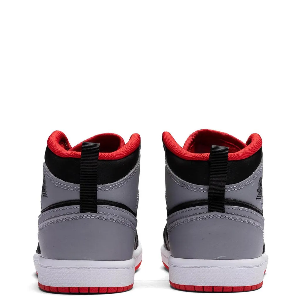 Air Jordan 1 Mid (PS) - Black/Cement Grey/Fire Red/White