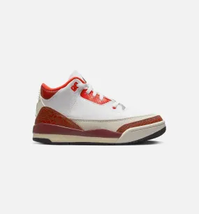 Air Jordan 3 Retro Mars Stone Preschool Lifestyle Shoe - White/Orange