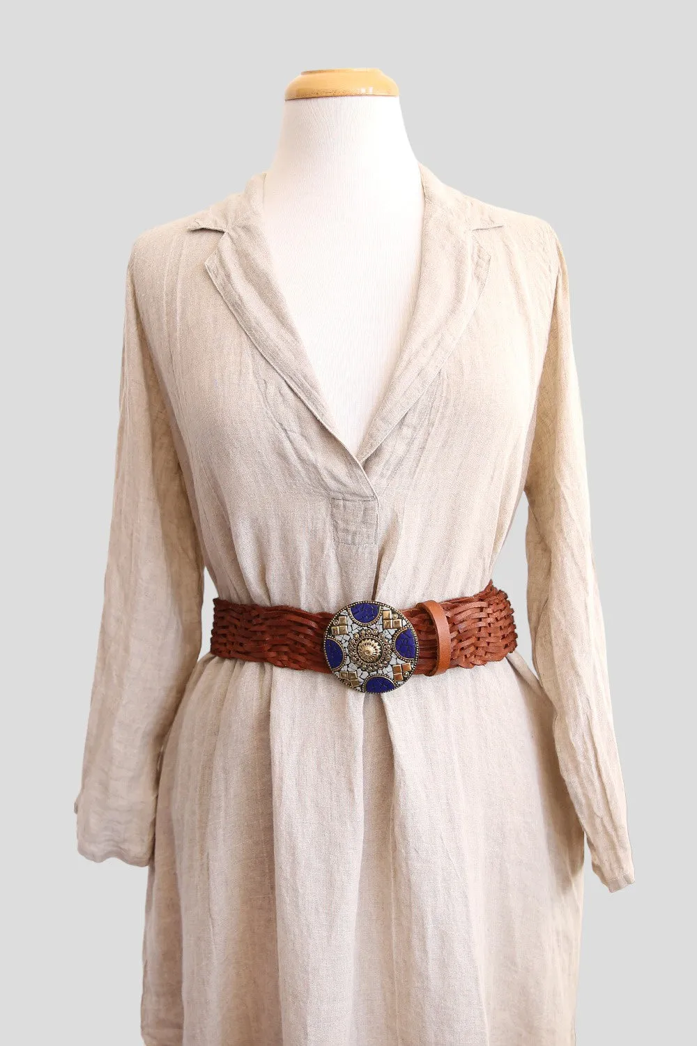 ART N' VINTAGE OTTO BRAIDED LEATHER BELT TAN