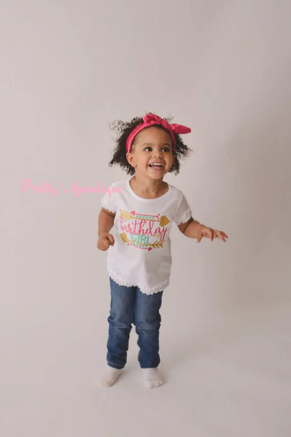 Birthday Girl shirt -- Girls Birthday shirt -- Turban Headband -- Birthday shirt -- Birthday outfit