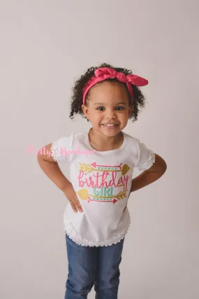 Birthday Girl shirt -- Girls Birthday shirt -- Turban Headband -- Birthday shirt -- Birthday outfit