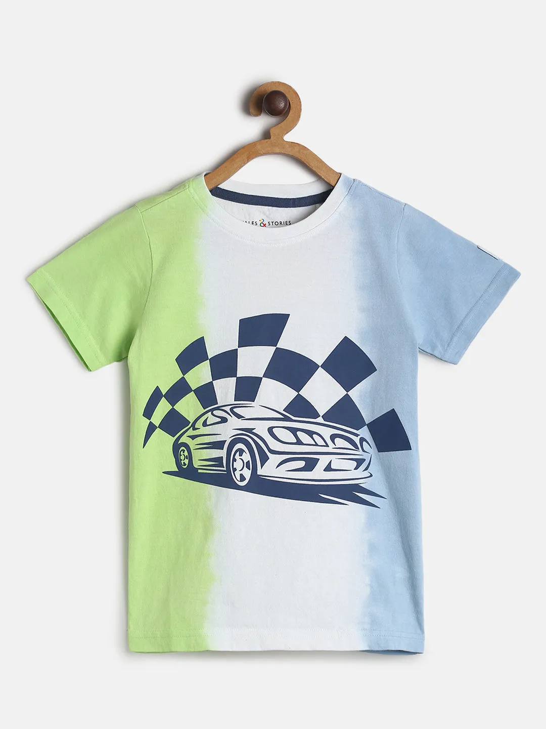 Boys Neon Green Regular Fit Printed Casual T-Shirt