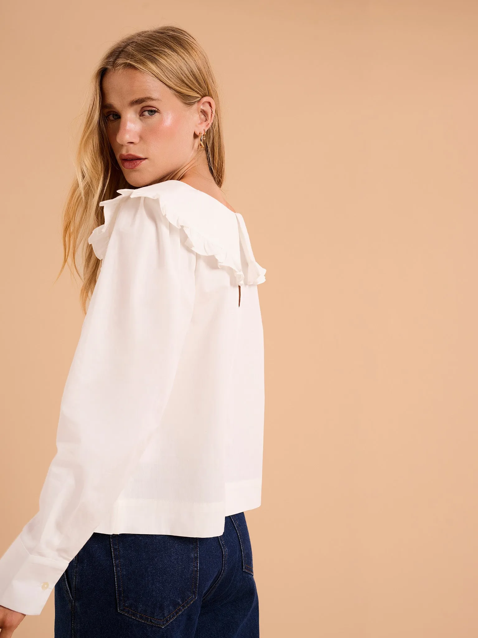 Briony Frill Blouse in White