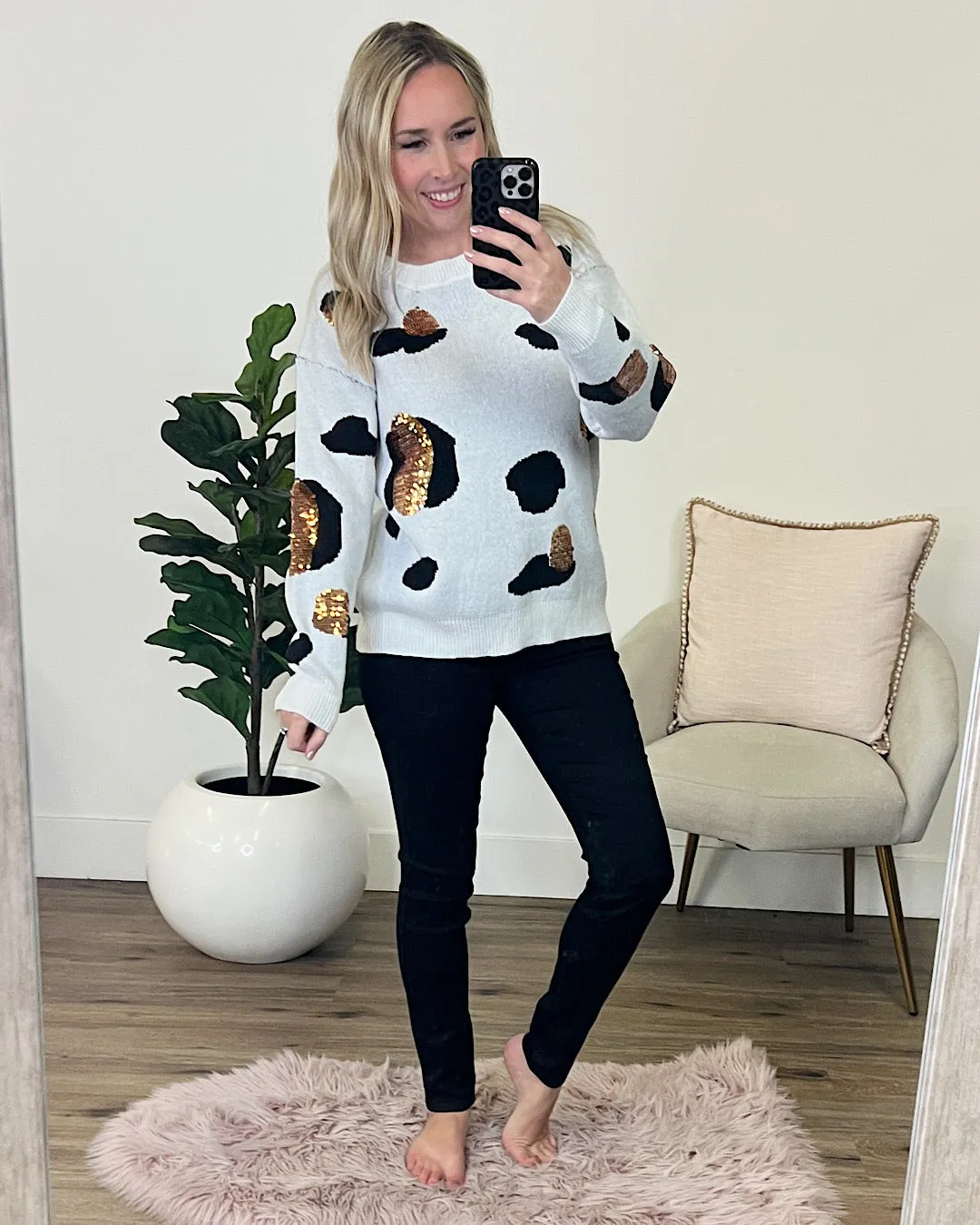 Brittany Leopard Sequin Sweater