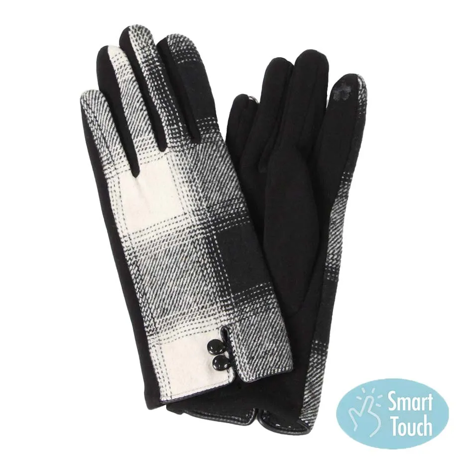 Buffalo Check Patterned Touch Smart Gloves