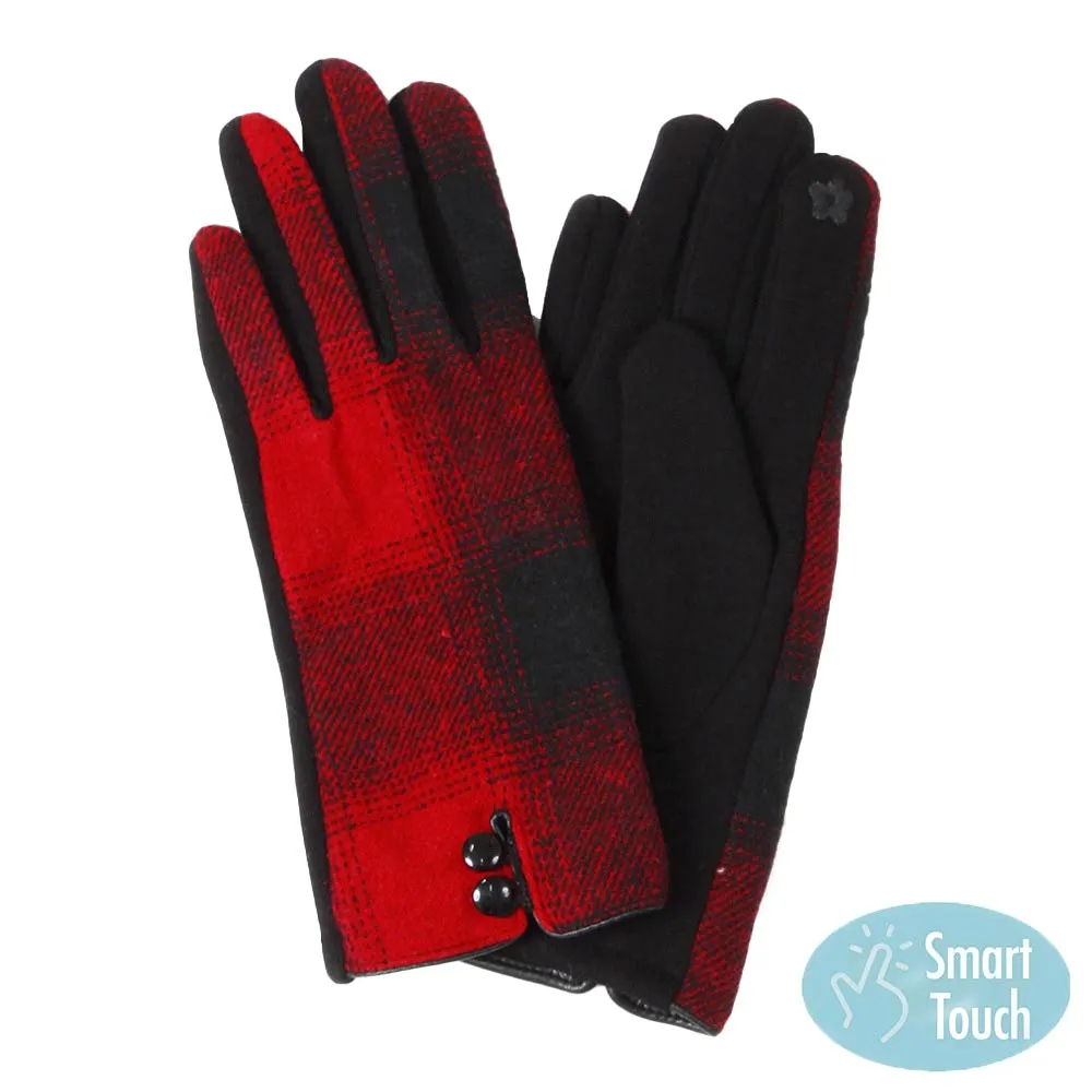 Buffalo Check Patterned Touch Smart Gloves