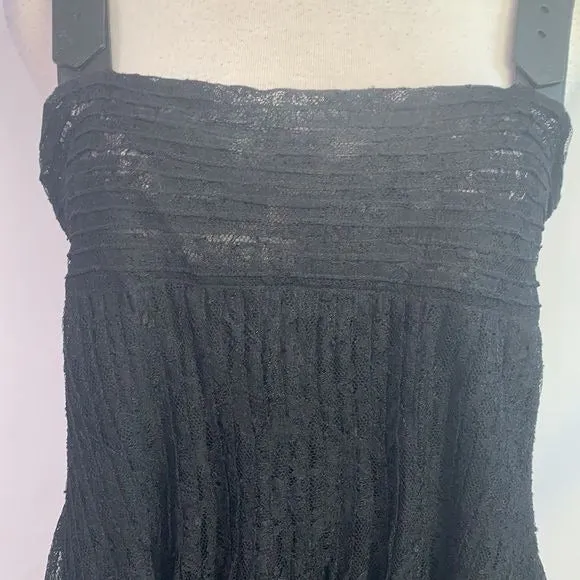 Burberry black lace with leather straps dress