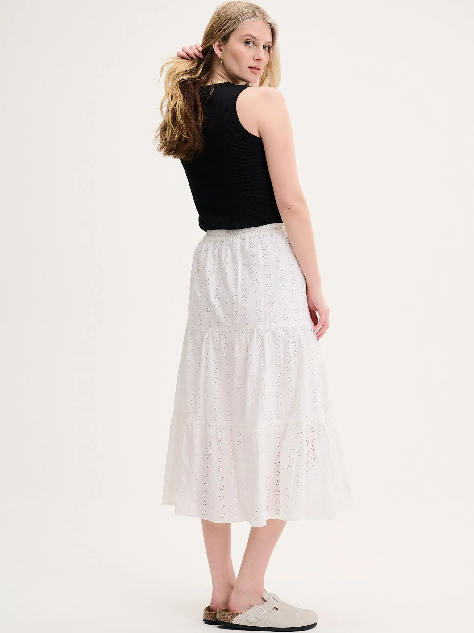 Carmellite Tiered Skirt in White