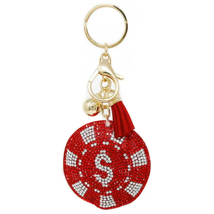 Casino Chip Rhinestone Tape Keychain