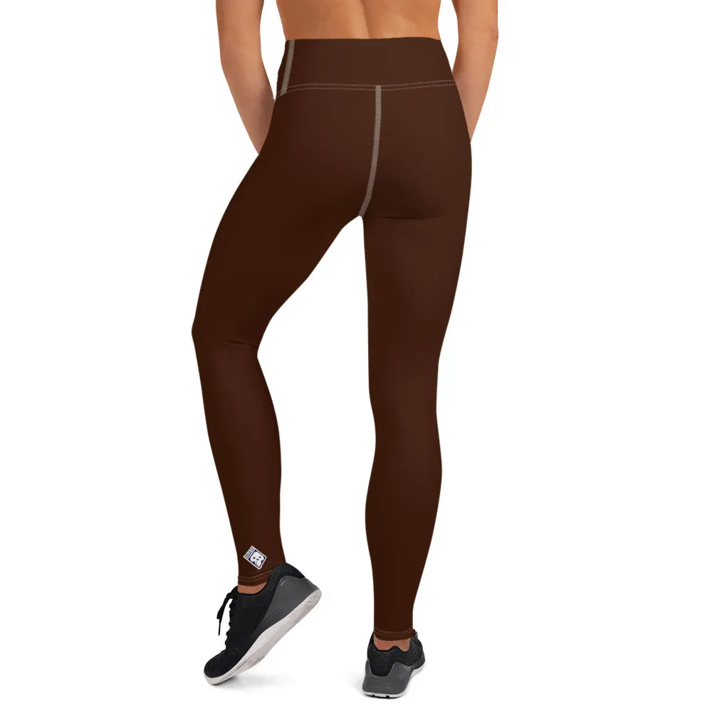 Casual Elegance: Solid Color Workout Leggings for Women - Chocolate