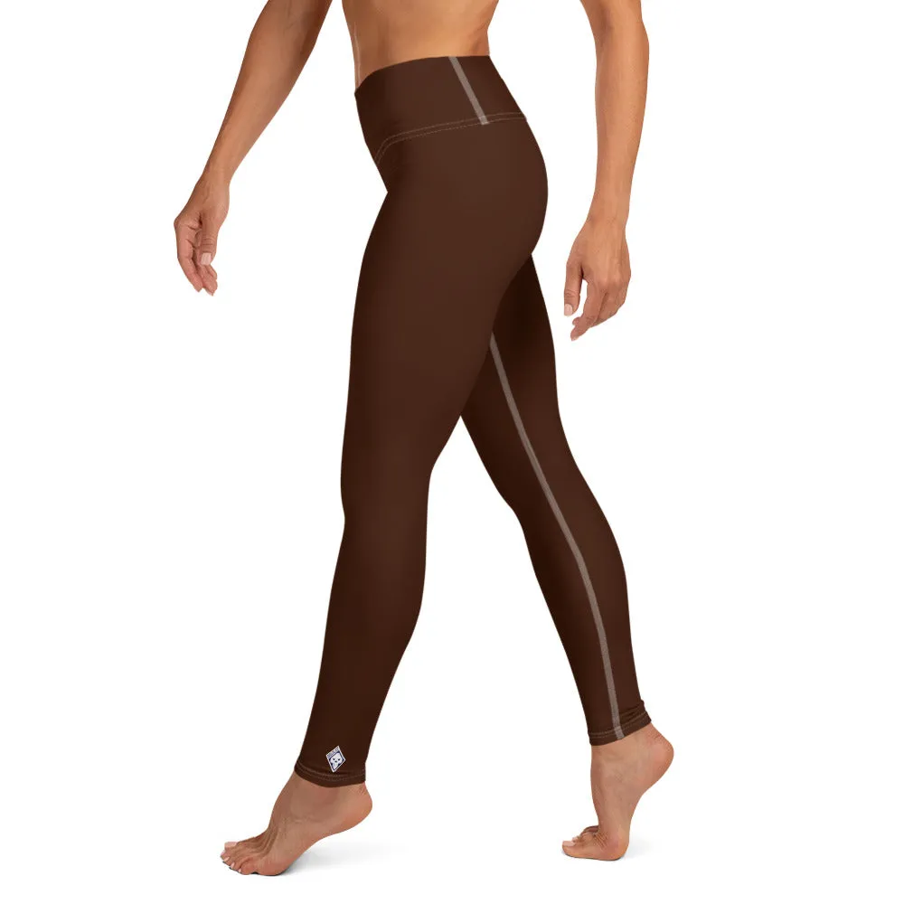 Casual Elegance: Solid Color Workout Leggings for Women - Chocolate