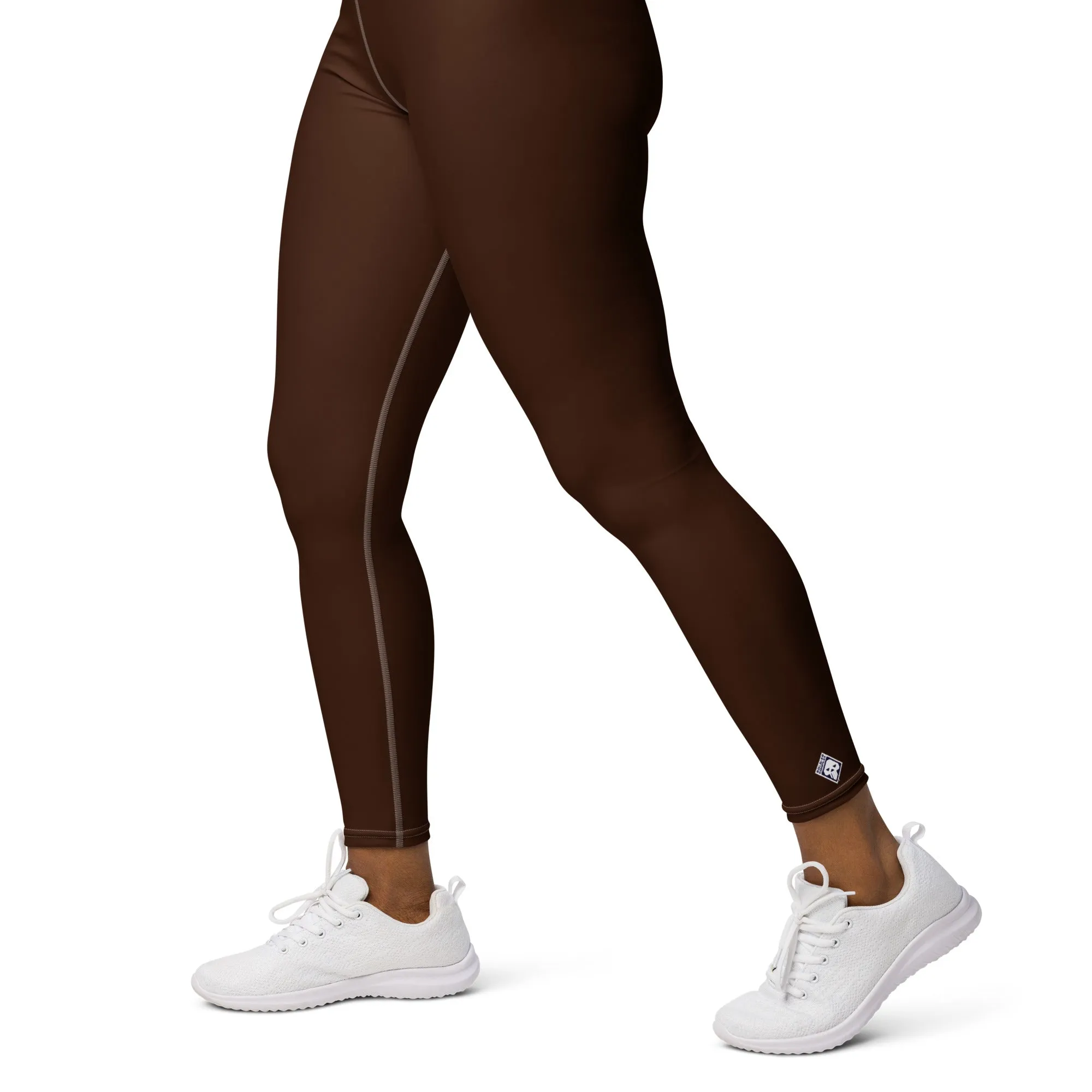 Casual Elegance: Solid Color Workout Leggings for Women - Chocolate