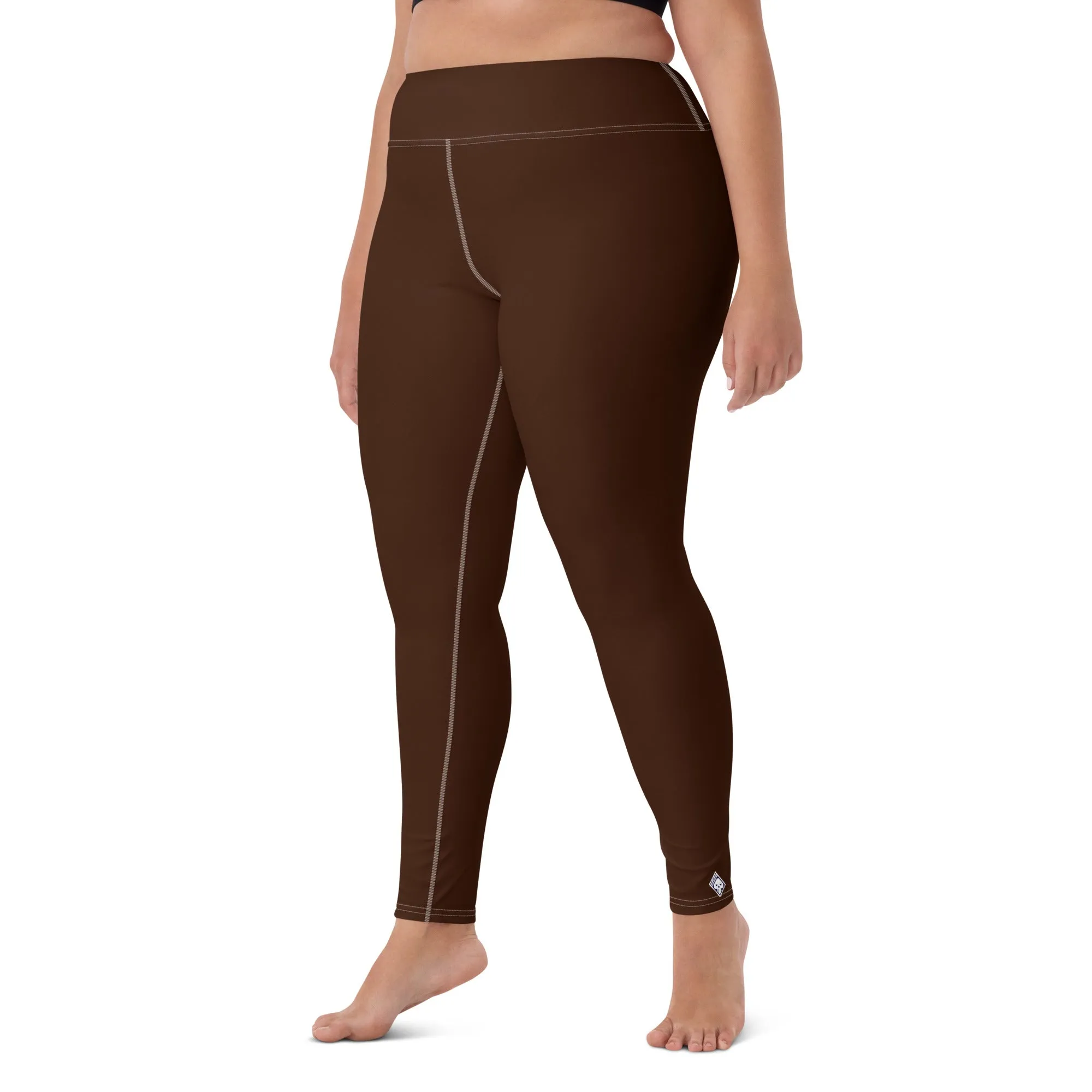 Casual Elegance: Solid Color Workout Leggings for Women - Chocolate