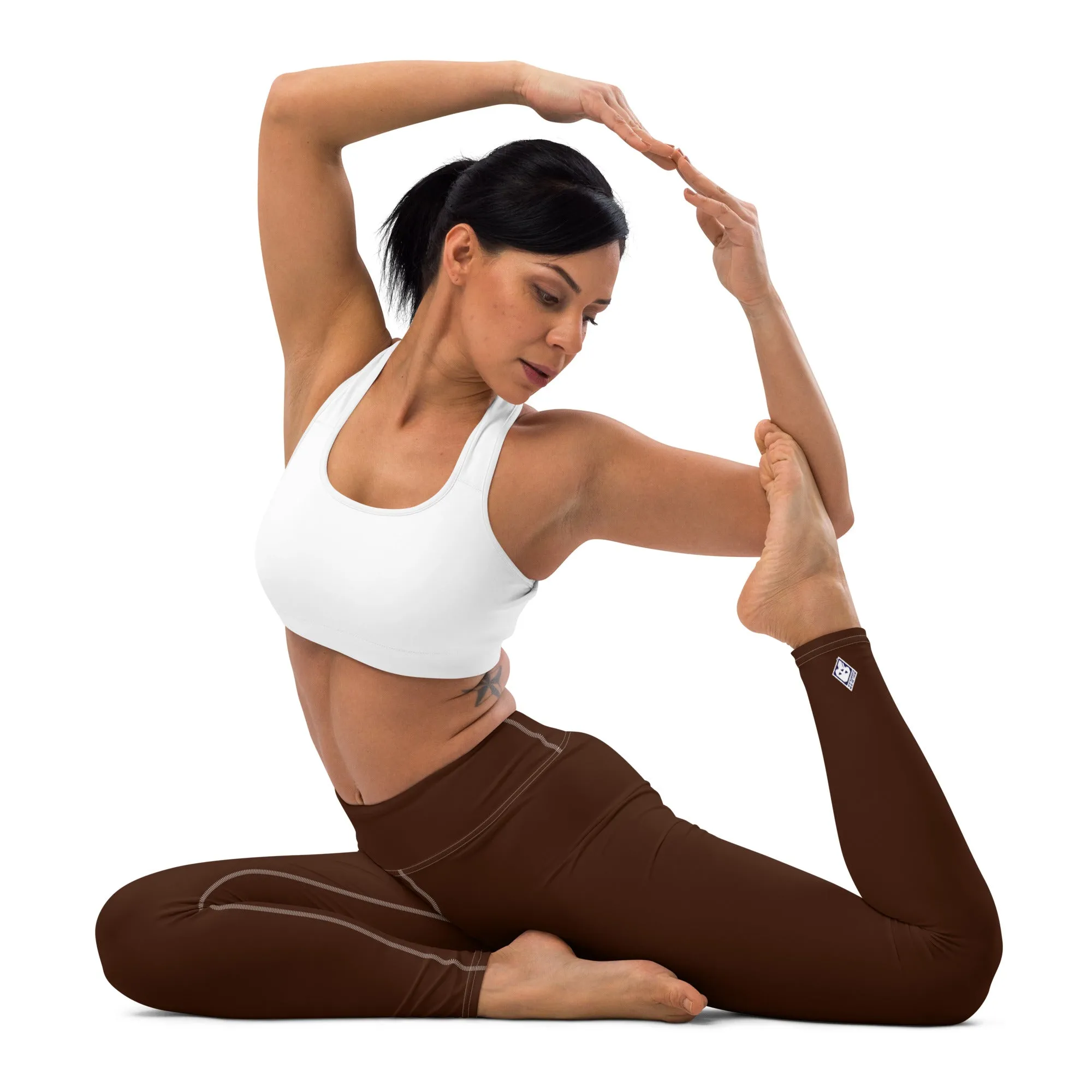 Casual Elegance: Solid Color Workout Leggings for Women - Chocolate