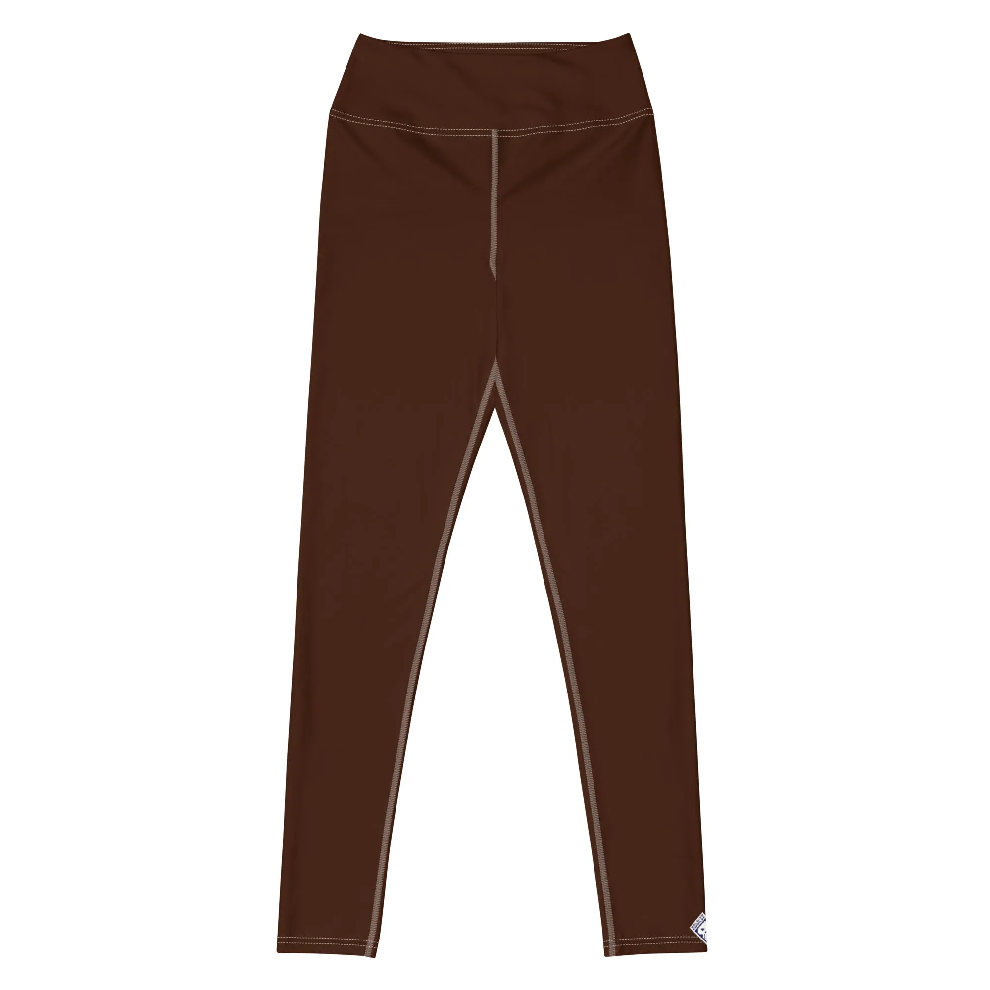 Casual Elegance: Solid Color Workout Leggings for Women - Chocolate