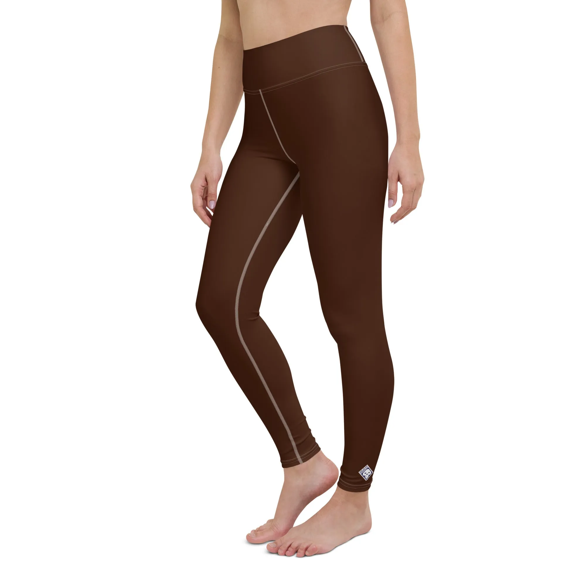 Casual Elegance: Solid Color Workout Leggings for Women - Chocolate