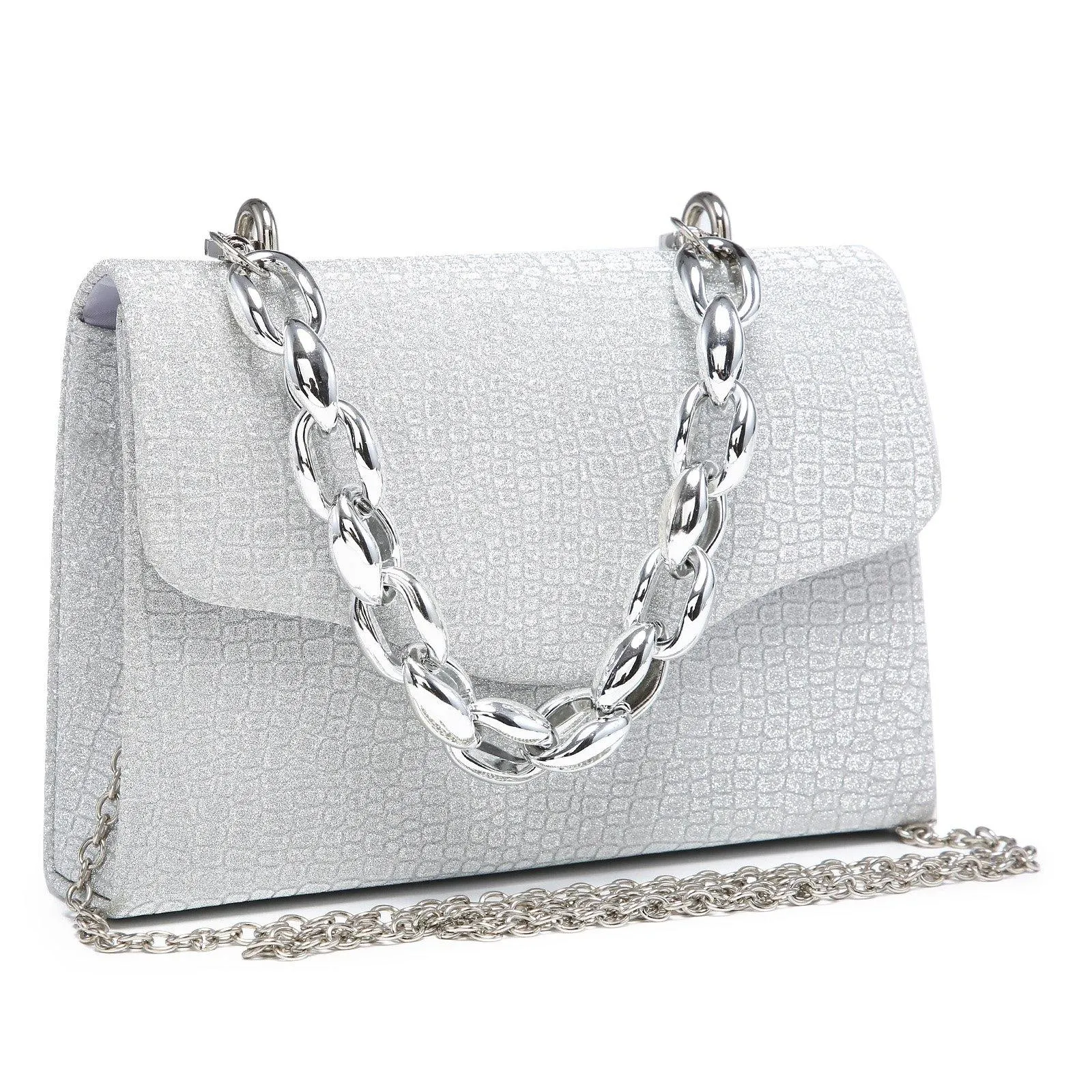 Chain Clutch Purse Glittering Evening Bag Party Cocktail Prom Handbags for Women