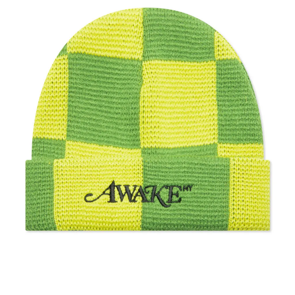 Checkerboard Beanie - Green Multi