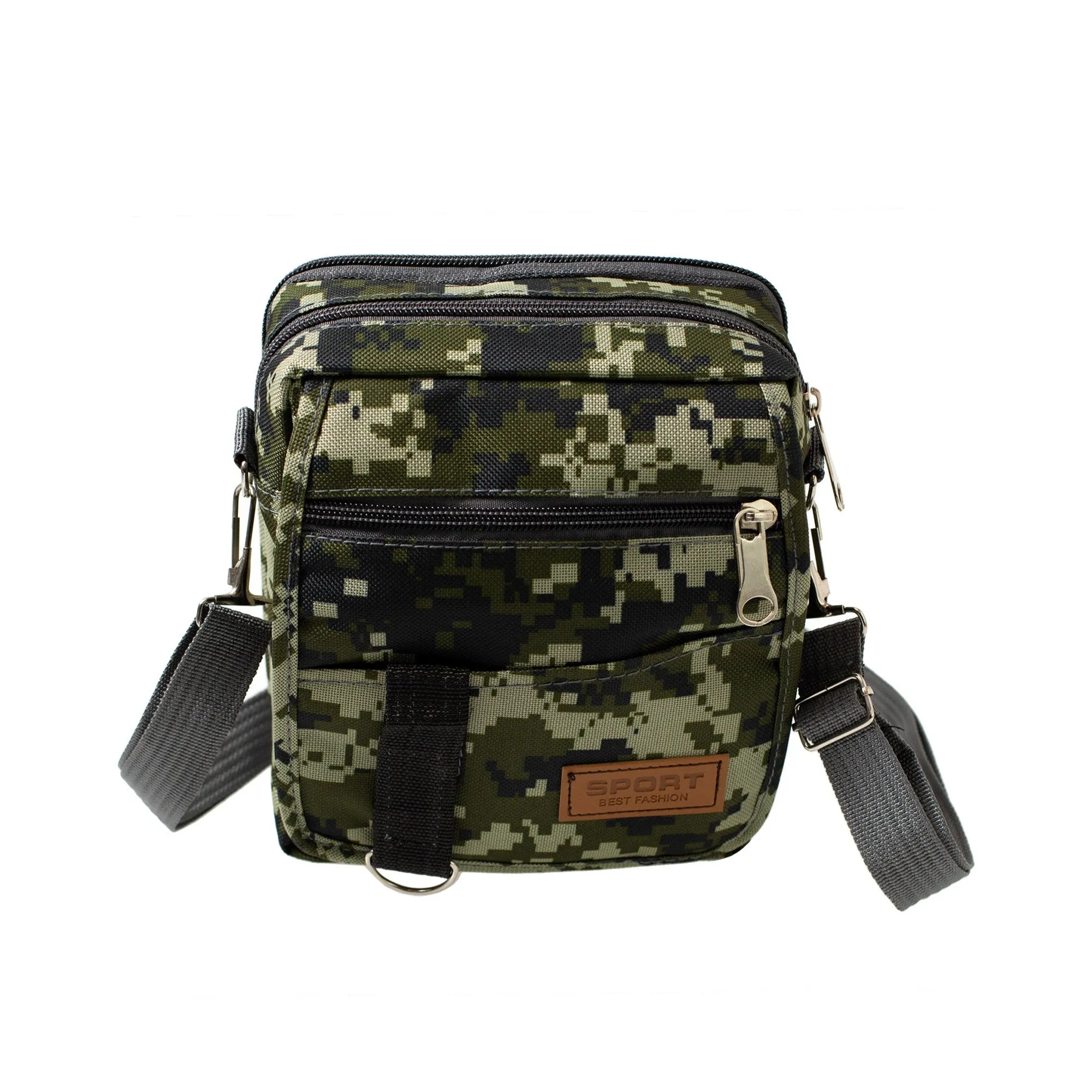 CLEARANCE UNISEX SHOULDER BAG (CASE OF 24  - $2.50 / PIECE)  Black & Assorted Camo Prints SKU: 1301-24