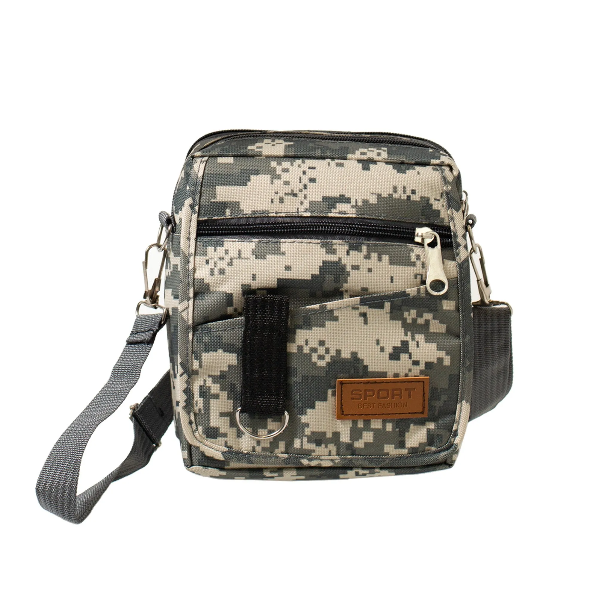 CLEARANCE UNISEX SHOULDER BAG (CASE OF 24  - $2.50 / PIECE)  Black & Assorted Camo Prints SKU: 1301-24